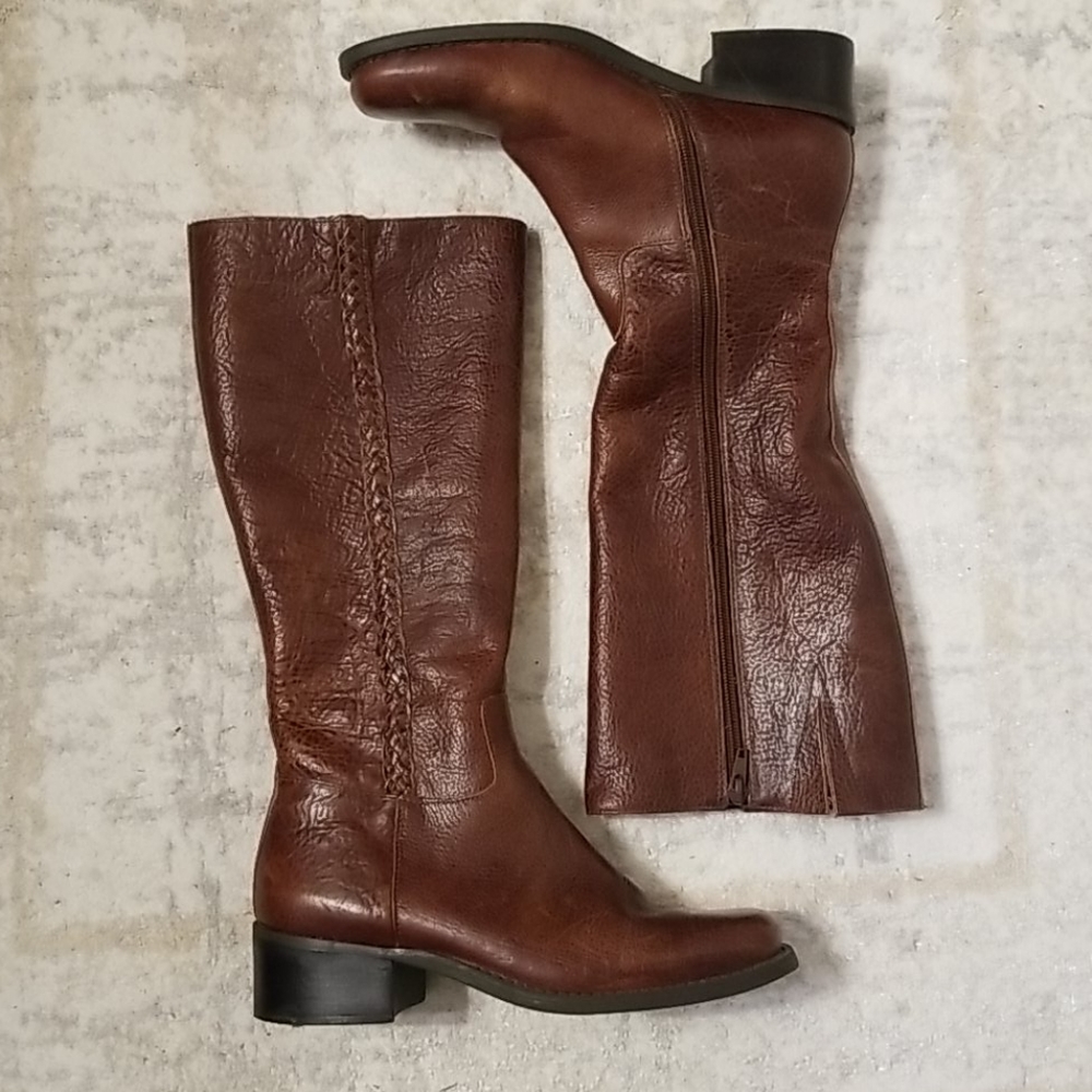Nicole brown leather riding boots